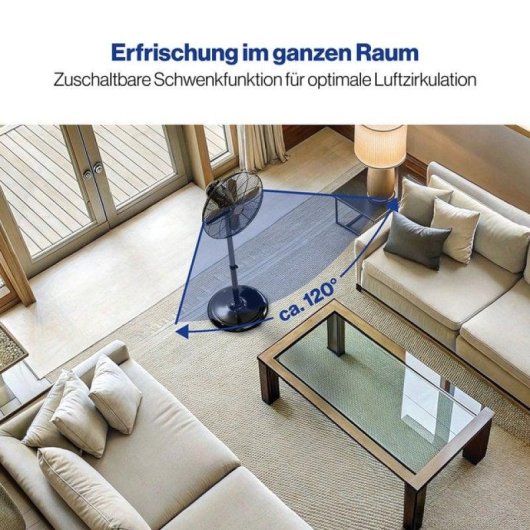 Ventilador ProfiCare VL 3064 MS BK 50W 40cm Metálico Oscilação Altura Ajustável