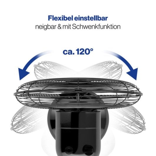 Ventilateur de table oscillant en métal ProfiCare VL 3063 BK 30 cm 35 W 3 vitesses