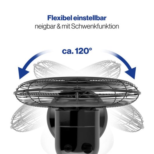 Ventilateur ProfiCare 25 cm Noir mat métallisé 30 W Oscillation silencieuse