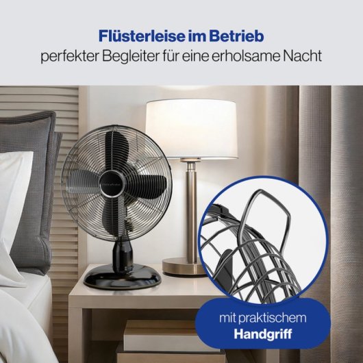 Ventilateur ProfiCare 25 cm Noir mat métallisé 30 W Oscillation silencieuse