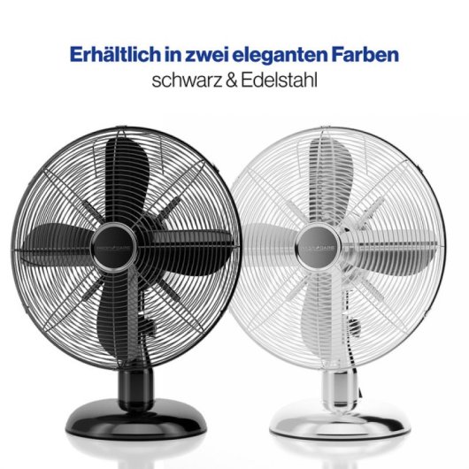 Ventilateur ProfiCare 25 cm Noir mat métallisé 30 W Oscillation silencieuse