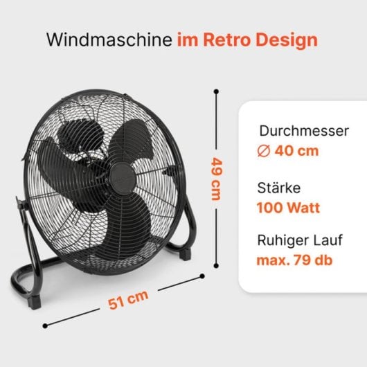 Ventilador de pie ProfiCare VL 3065 WM 100W 40cm Retro Silencioso Metal