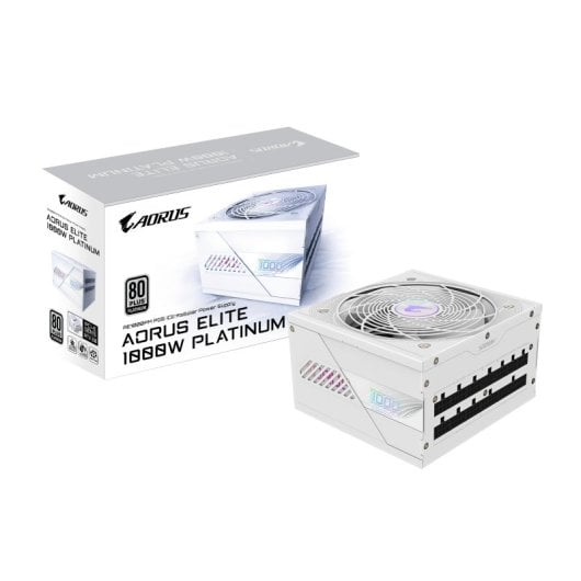 Fuente de Alimentación Gigabyte 1000W 80 PLUS Platinum AORUS ELITE P1000W ICE Modular PCIe 5.0 Blanca