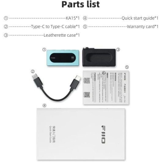 DAC portátil FIIO KA15 Azul Dual CS43198 PEQ 10 bandas Modo escritorio 560mW