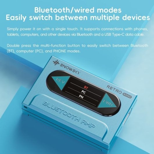 Amplificador/DAC FiiO Snowsky Retro Nano Branco com design retro e Bluetooth Branco