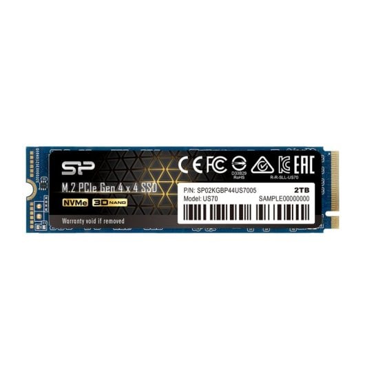 Disco Duro Silicon Power 2TB SSD PCIe Gen4x4 5000MB/s US70 M.2 NVMe + SLC Caché DRAM E2E