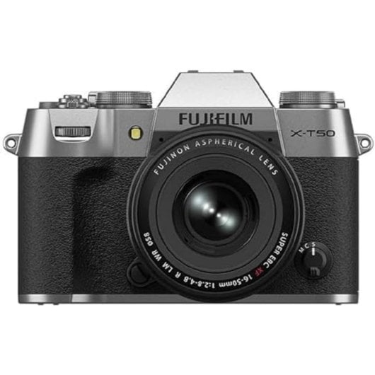 Fujifilm X-T50 Kompakte Digitalkamera (40,2 MP, 3-fach optischer Zoom, X-Trans CMOS-Sensor, 5 HR-Kit, 16-50 mm, WiFi, Silber)