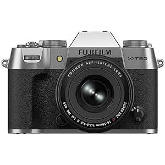 Fujifilm X-T50 Kompakte Digitalkamera (40,2 MP, 3-fach optischer Zoom, X-Trans CMOS-Sensor, 5 HR-Kit, 16-50 mm, WiFi, Silber)
