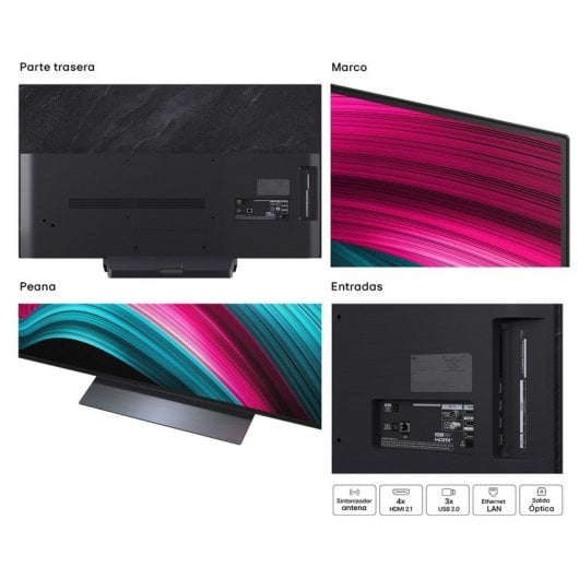 TV LG OLED evo OLED48C54LA 48" 4K UHD 144Hz Dolby Atmos HDR10 Smart Wi-Fi 6 AirPlay 2