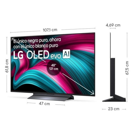 TV LG OLED evo OLED48C54LA 48" 4K UHD 144Hz Dolby Atmos HDR10 Smart Wi-Fi 6 AirPlay 2