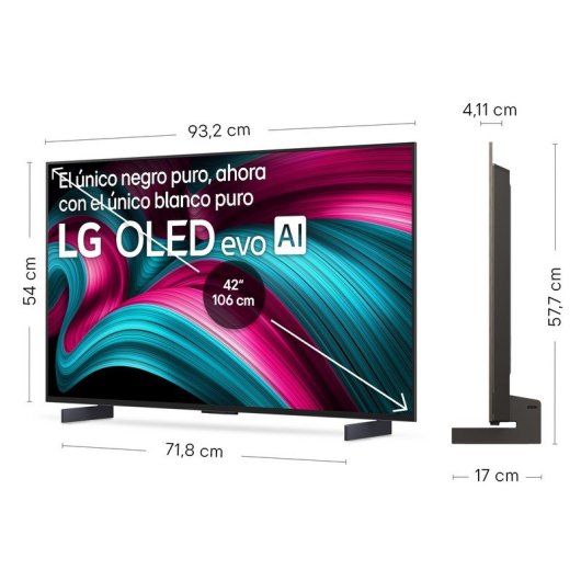 TV LG OLED evo OLED42C54LA 42" 4K UltraHD 144Hz Smart TV WebOS HDR10 Dolby Vision Dolby Atmos