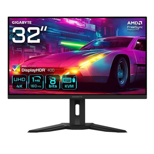 Moniteur Gigabyte 31,5 pouces 4K 160 Hz IPS SuperSpeed KVM FreeSync Premium Pro HDR400