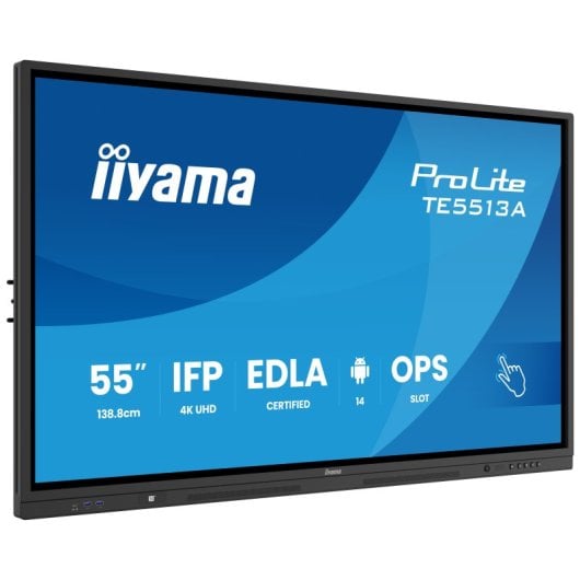 Monitor interactivo iiyama 85.6? 4K Ultra HD PureTouch-IR 40pt Android 8GB/128GB Wi-Fi 6