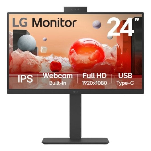 Écran LG 23,8 pouces 1080p 100 Hz IPS USB-C HDMI Haut-parleurs Webcam Microphone Réglage de la hauteur Sans scintillement