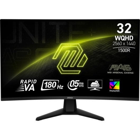 Écran MSI 31,5 pouces 2560 x 1440 180 Hz Rapid VA incurvé HDR DisplayHDR 400 sans cadre