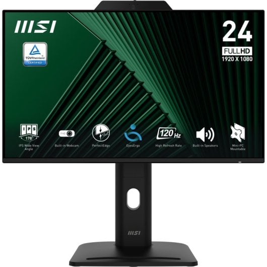MSI Pro MP242PMG Monitor 23.8" IPS FullHD 120Hz USB HDMI DisplayPort com Altifalantes e Câmara