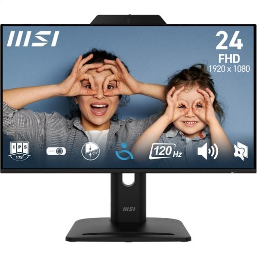 MSI Pro MP242PMG Monitor 23.8" IPS FullHD 120Hz USB HDMI DisplayPort com Altifalantes e Câmara