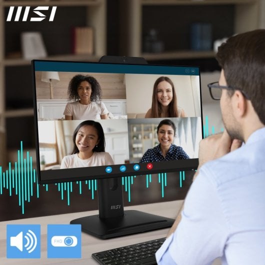 MSI Pro MP242PMG Monitor 23.8" IPS FullHD 120Hz USB HDMI DisplayPort com Altifalantes e Câmara