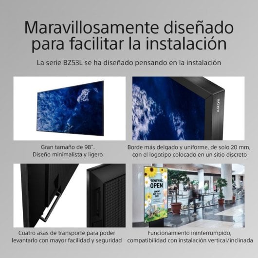 Moniteur Sony BRAVIA FW-98BZ53L 4K UHD 98″ 780 nits Antireflet 32 Go Android