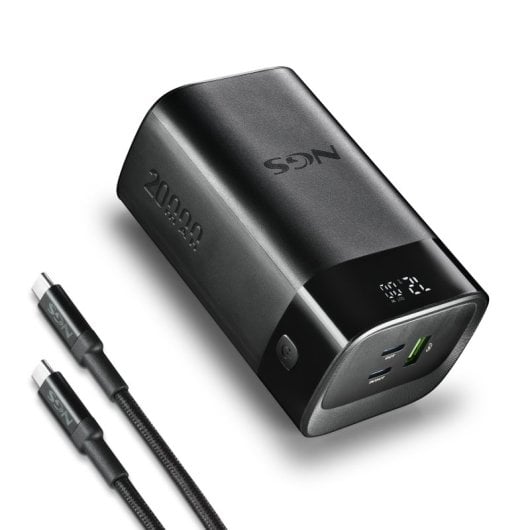 NGS TWIX 20 Externer Akku, 20000 mAh, 65 W, Power Delivery 3.0, PPS, Quick Charge 3.0, Schwarz