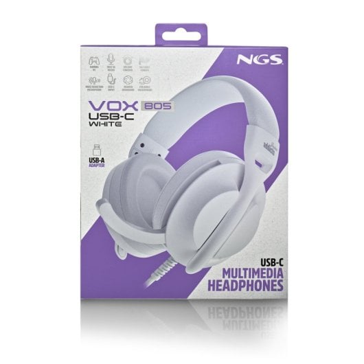 Auscultadores NGS com cabo USB-C/USB-A, microfone dobrável e filtragem de ruído