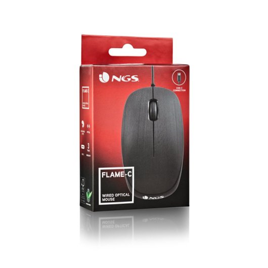 Ratón NGS con cable 100 DPI USB-C ambidiestro Plug and Play