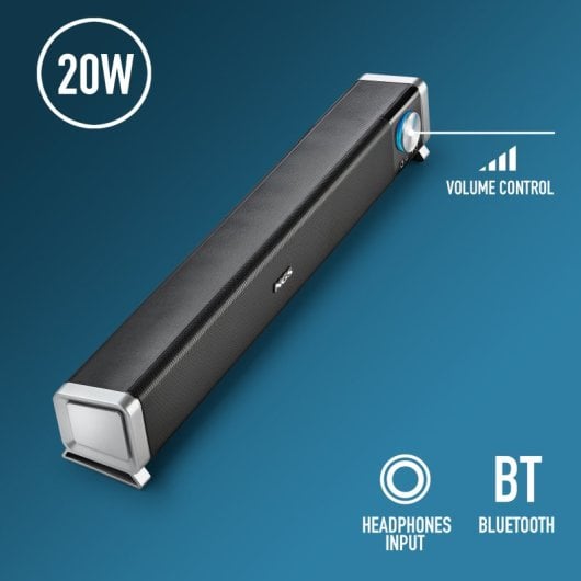 NGS Bluetooth 20 W kompakte kabellose USB-Soundbar mit Mikrofon und 3,5-mm-Buchse