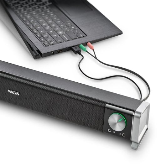 NGS Bluetooth 20 W kompakte kabellose USB-Soundbar mit Mikrofon und 3,5-mm-Buchse