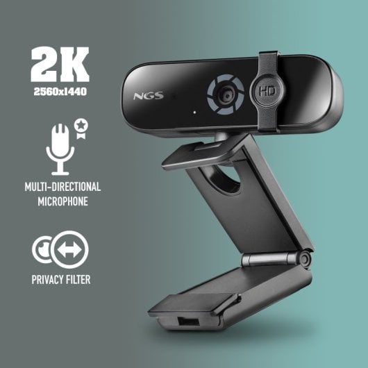 NGS XpressCam 720 Webcam 2K 2560x1440/5Mpx/Microfone Multidirecional/Filtro de Privacidade/Base Ajustável