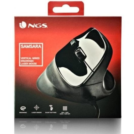 Ratón NGS ergonómico con cable 3200 DPI sensor láser botones silenciosos