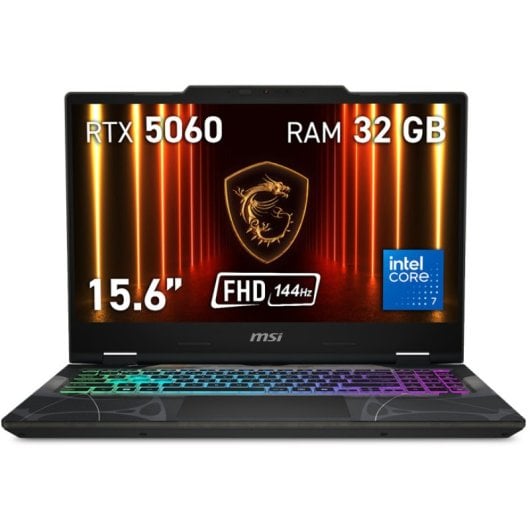 MSI Cyborg 15 B2RWFKG-201XES Intel Core 7 240H 32GB DDR5 1TB SSD RTX 5060 15.6" FHD RGB
