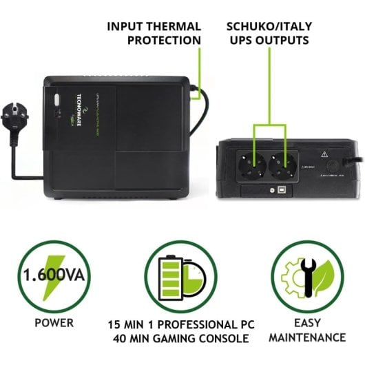 Stabilizzatore per batterie al piombo Sai Tecnoware 1600VA AVR Plus Silent MultiSO Management