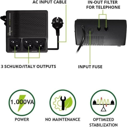 Sai Tecnoware 2000VA Sem Bateria Visor LCD Proteção Flutuação Voltagem