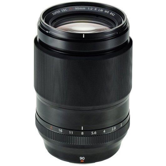 Objectif Fujifilm XF 90 mm f/2 R WR noir à 7 lamelles, ouverture 62 mm