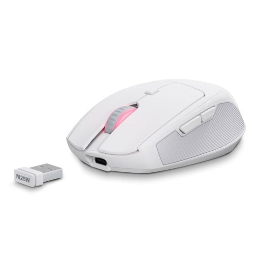 Ratón Sharkoon OfficePal M25W Wireless RF USB-C 4000 DPI 6 Botones RGB Blanco