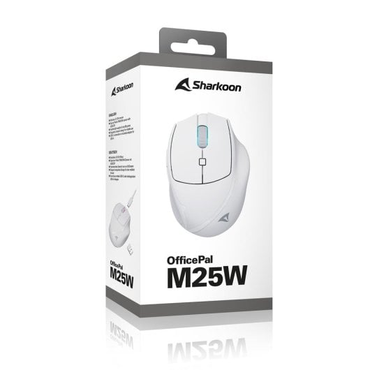 Ratón Sharkoon OfficePal M25W Wireless RF USB-C 4000 DPI 6 Botones RGB Blanco