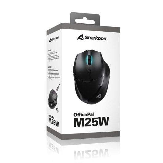 Maus Sharkoon OfficePal M25W 4000 DPI Wireless USB-C RGB 6 Tasten Ergonomisch Schwarz