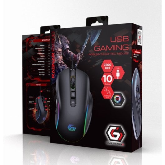 Ratón Gaming Gembird MUSG-RAGNAR-RX500 12000 DPI 12 Botones RGB Ergonómico USB