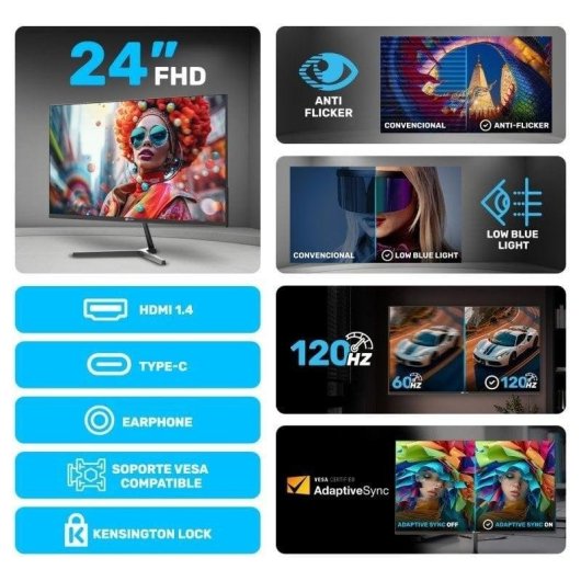 Écran PC Alurin CoreVision 120IPSLite 24" Full HD 120Hz IPS FreeSync