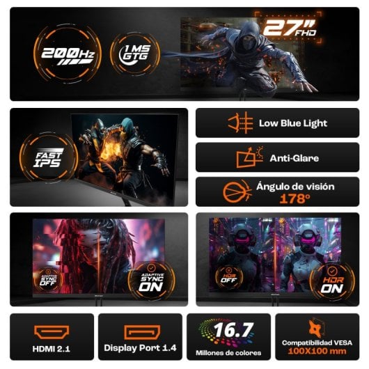 Monitor gaming PcCom Elysium 27" Fast IPS FHD 200Hz Adaptive Sync