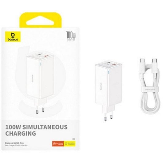 Chargeur Baseus GaN6 Pro 65 W 4 ports USB-C/USB-A Charge rapide Sécurité avancée