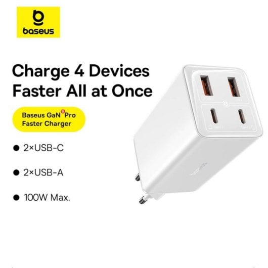 Chargeur Baseus GaN6 Pro 65 W 4 ports USB-C/USB-A Charge rapide Sécurité avancée
