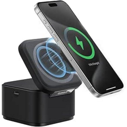 Chargeur sans fil Baseus P10264100123-01 Magnétique Pliable 2-en-1 15W USB-C Angle Réglable