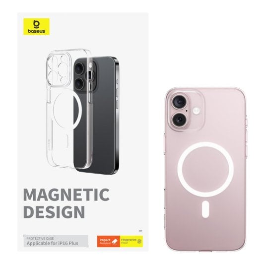 Kit Baseus per iPhone 16 Plus con custodia protettiva in vetro temperato e caricabatterie rapido da 45 W