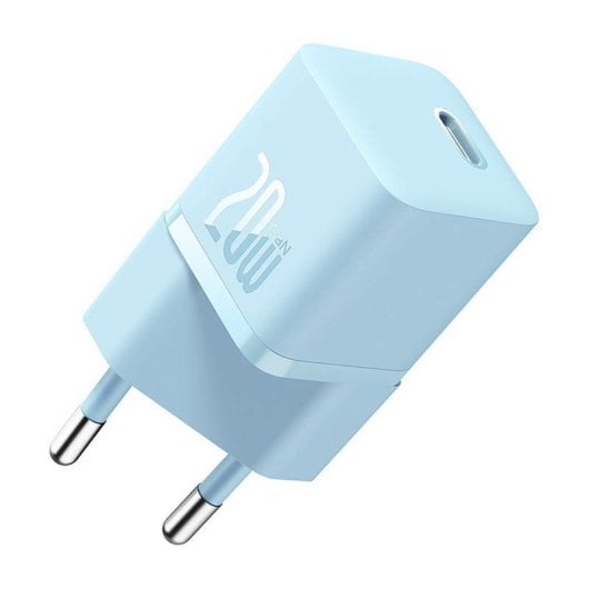 Carregador Baseus USB-C 20W Blue Power Delivery, Proteção Avançada, Europlug Compacto