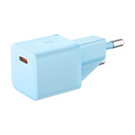 Carregador Baseus GaN5 20W Mini USB-C Azul Power Delivery Europlug Compacto