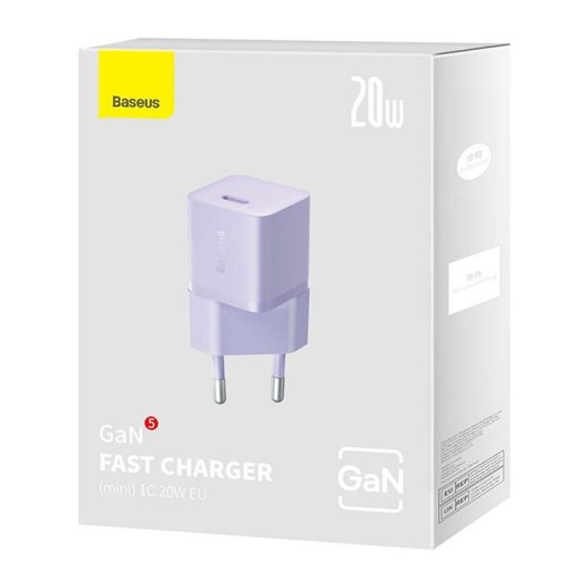 Cargador Baseus GaN5 20W Mini USB-C Power Delivery Ultra Compacto Púrpura