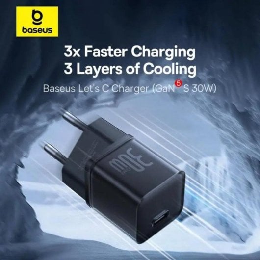Cargador Baseus GaN5 Fast Charger Mini 1C Cluster 30W USB-C Carga Rápida Universal