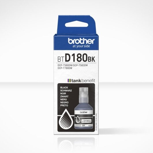 Botella de tinta Brother BTD180BK Negro Original 7500 páginas recarga limpia y segura