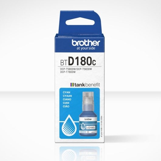 Bouteille d'encre cyan Brother BT5000C (5 000 pages) compatible avec les imprimantes DCP-T580DW/T583DW/T780DW